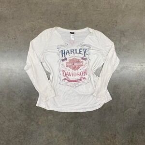 Harley Davidson long sleeve shirt White Y2K Women's Size 2XL